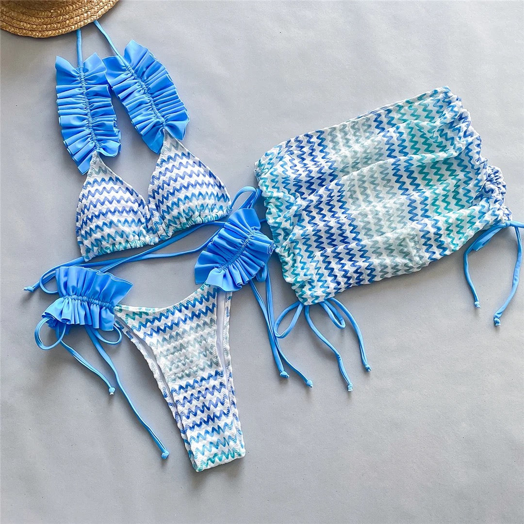 Dreiteiliger Rüschen-Bikini CANDY