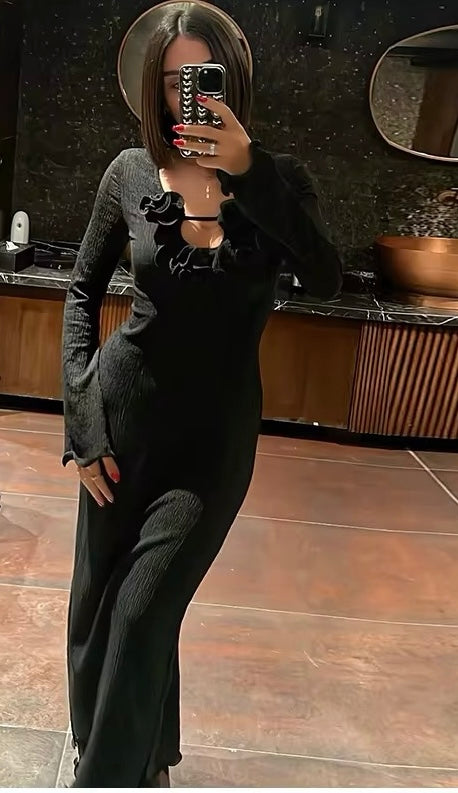 Elegantes Maxikleid mit V-Ausschnitt FLORAL