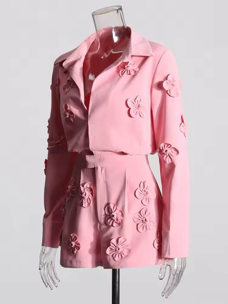 Rosa Jumpsuit PINK SUGAR mit 3D Blüten