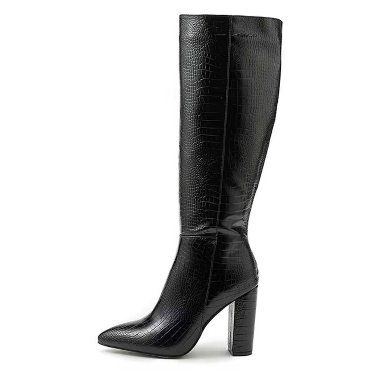 Knielange Stiefel mit Absatz CROC-CHIC