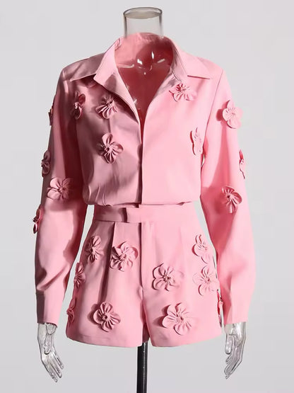 Rosa Jumpsuit PINK SUGAR mit 3D Blüten