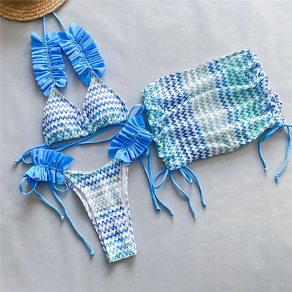 Dreiteiliger Rüschen-Bikini CANDY